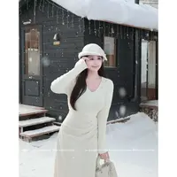 【现货】【诺丁山白桥】温与柔法式简约小香风蕾丝钉钻温柔小白裙