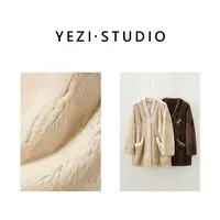 丹麦皇冠紫标级天鹅绒短二整貂原色V领中长款皮草外套25431023