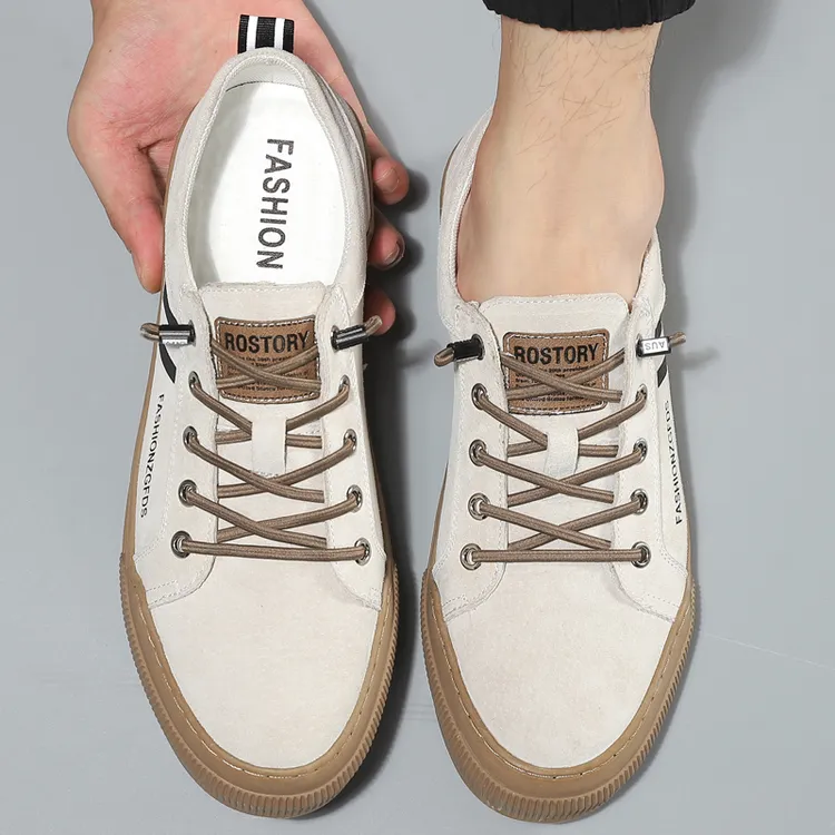 防滑系带做旧休闲鞋2025秋季新款时尚低帮休闲百搭板鞋透气男鞋子