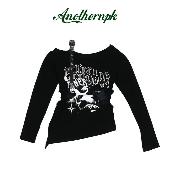 ANPK街头辣妹针织小衫长袖T恤设计师黑色百搭A5F27C5286