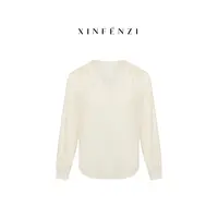 【樱雪】XINFENZI 锦绒V领长袖气质款衬衫 WS36710