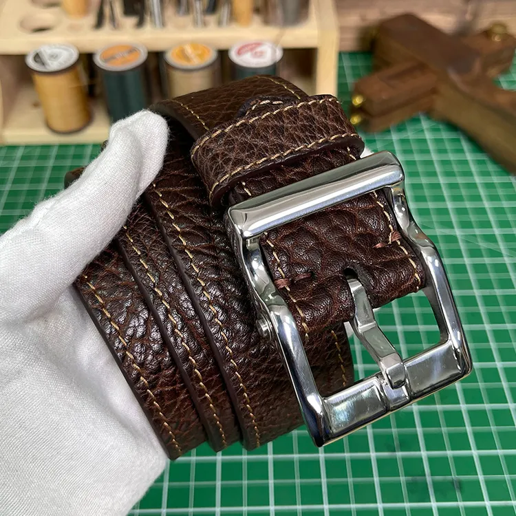 野牛纯皮男款真皮针扣皮带100%正宗真牛皮时尚商务牛仔头层裤腰带