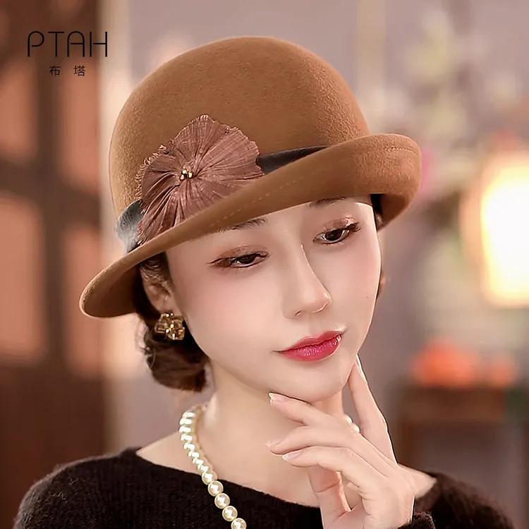 【羊毛礼帽】绵羊毛礼帽定型帽百搭复古保暖帽子女2025帽子女秋冬