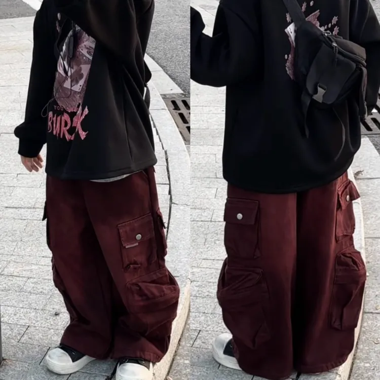 七乐乐家儿童潮牌中大童嘻哈街头欧美长裤复古工装重工设计水洗