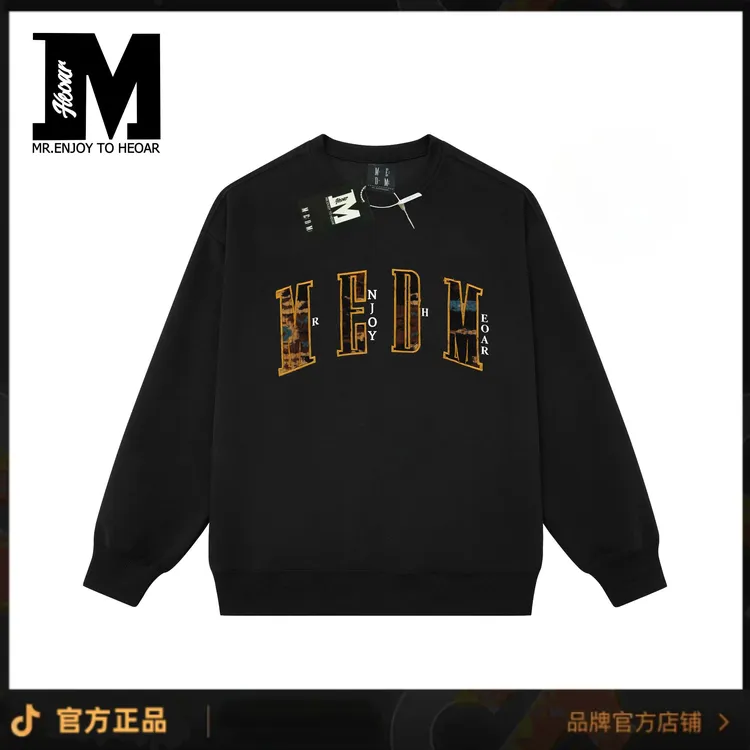 MEDM HEOAR美式字母印花圆领卫衣男女潮牌休闲宽松秋冬情侣上衣