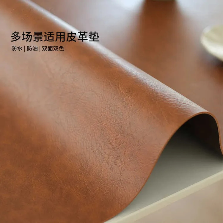 环保多功能桌布防水防油茶几垫双面牛皮纹桌垫隔热垫高级感皮垫