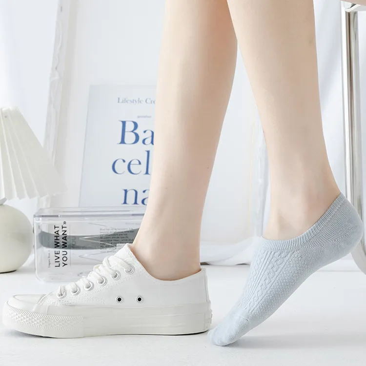 10双 200针高织高密纯棉小短筒麻花船袜