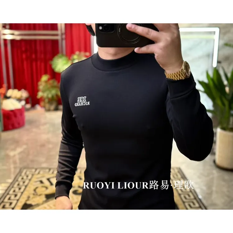 【路易理欧】欧货时尚字母ICE男士休闲长袖修身打底衫0836