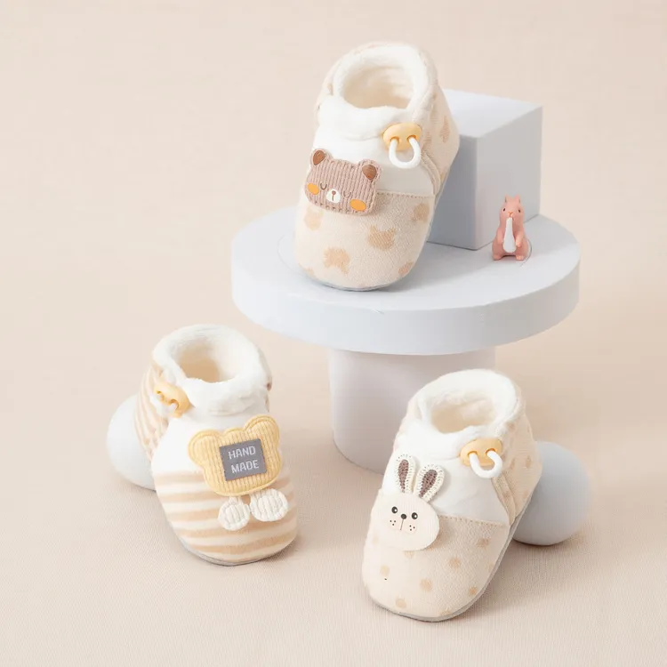 秋冬季婴儿鞋子0-1岁新生儿加绒加厚保暖不掉跟鞋袜软底学步棉鞋