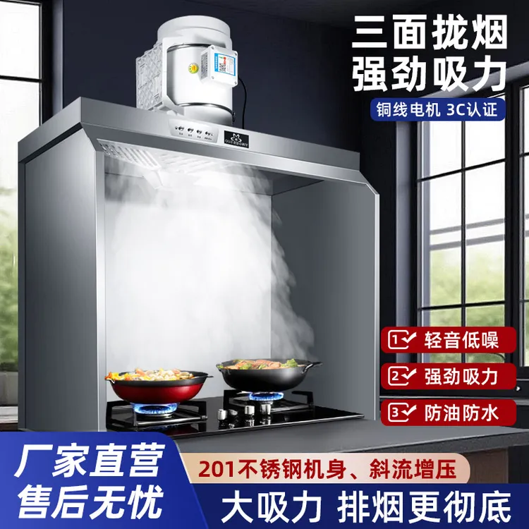 简易抽油烟机出租房厨房油烟排风排气扇免打孔不挂墙立柜式吸烟机