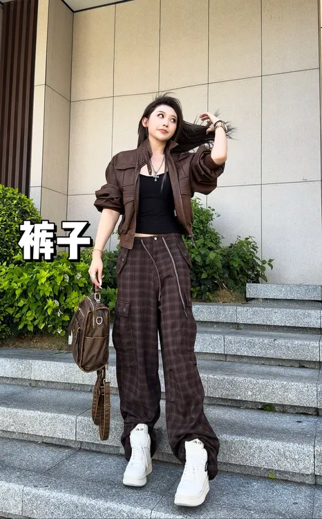 MXFITE潮店秋冬新款复古做旧格子料工装休闲裤长裤(RDK7331)