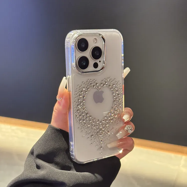 ins纯欲大爱心适用iPhone16promax手机壳透明苹果15高级14/13少女