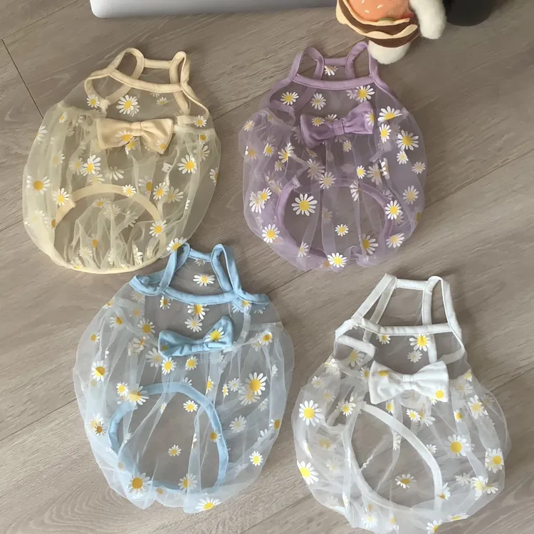 宠物猫咪狗狗夏季网纱防掉毛雏菊泡泡裙可爱仙女风裙子金渐层比熊