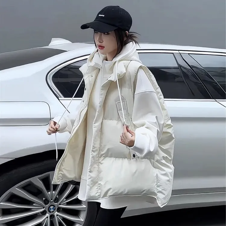 欧货羽绒服马甲女中长款2025秋冬新款立领百搭保暖背心马夹外穿