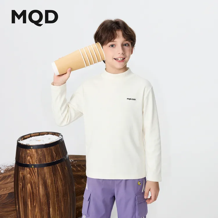 MQD男女童25冬新款内搭神器半高领打底衫柔软保暖T恤9654W2401