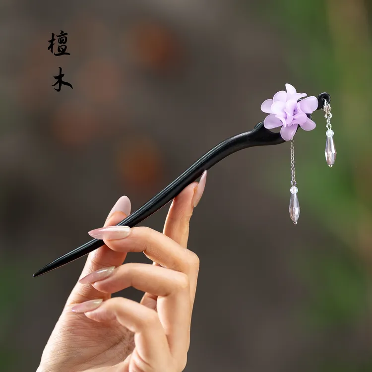 手工黑檀木盘发簪子日常头饰发饰发簪檀木发簪复古简约