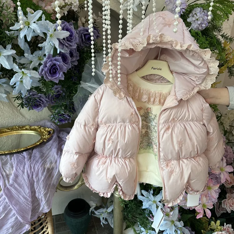 【YS】FLL-53707-儿童韩系百搭重工花瓣羽绒服（冬款）