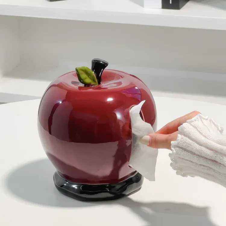 可爱简约创意苹果纸巾盒客厅茶几家用摆件纸抽盒卡通桌面高级感