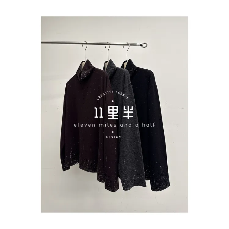 11里半&如懿【流星雨】秋冬时尚百搭气质韩版休闲高领绵羊毛针织衫