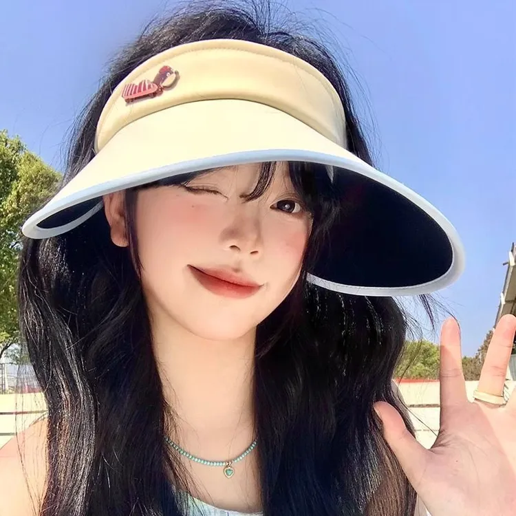 可爱小狗空顶防晒帽女夏季2025新款防紫外线遮阳帽大帽檐太阳帽m