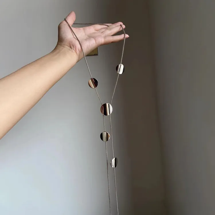 合金项链 冷淡风圆片几何项链高级感小众个性ins风辣妹百搭毛衣链