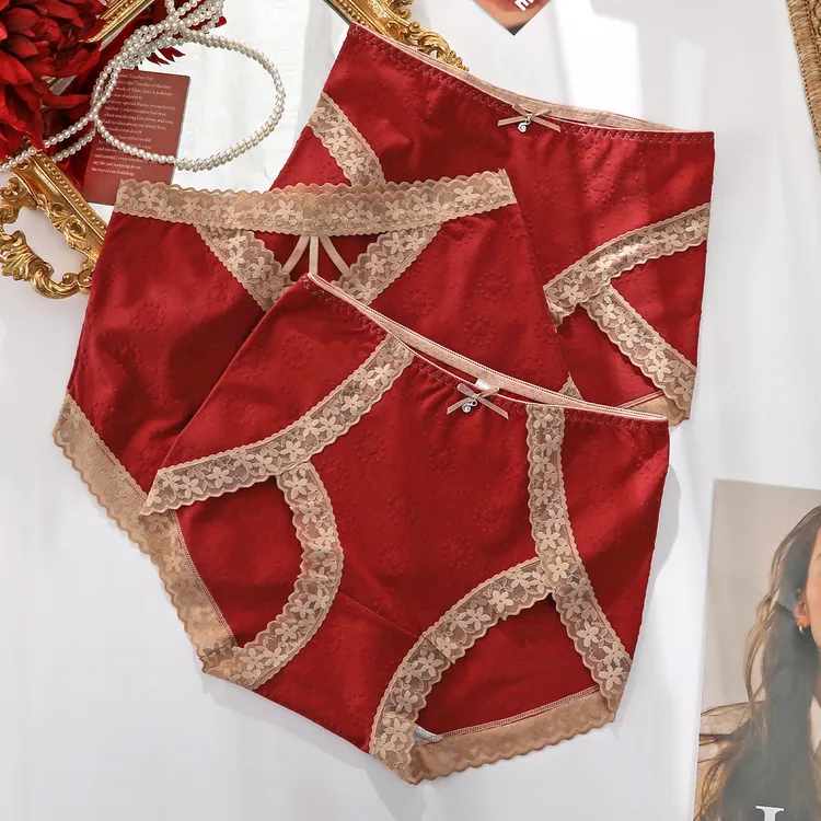 红色内裤女棉裆2026新款中高腰大码胖mm收腹包臀秋冬本命年短裤