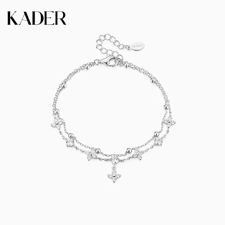 KADER/卡蒂罗 925银合成锆石手链 幸运双重奏手链轻奢小众设计