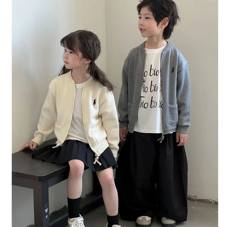 儿童开衫毛衣2025春秋新款男女童开衫上衣潮牌宝宝tb针织外套洋气