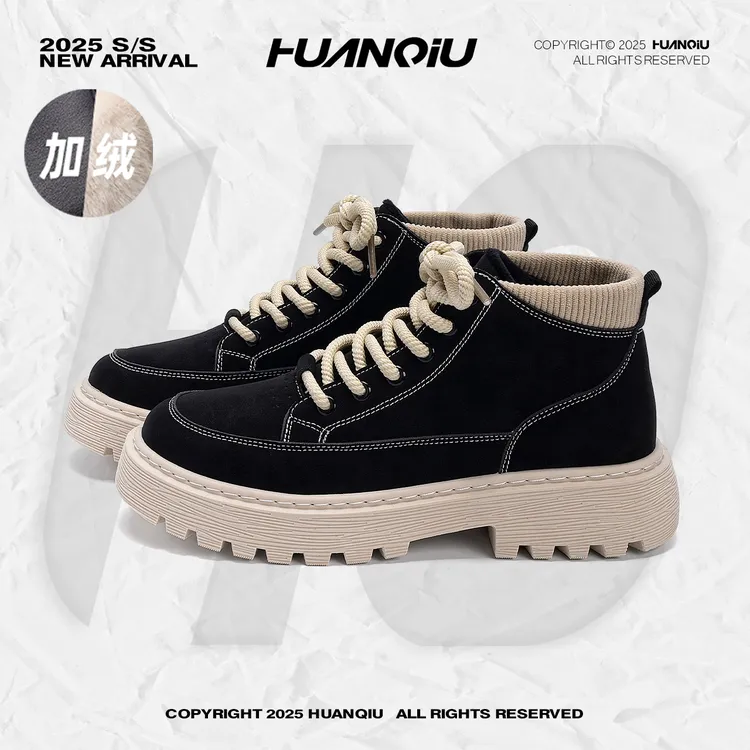 环球加绒增高马丁靴男2025冬季新款复古潮流鞋子男时尚百搭休闲鞋