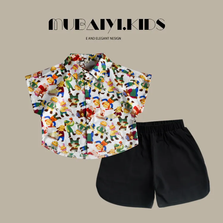 男童花衬衫！儿童短袖衬衫洋气夏季薄款宝宝卡通韩版花衬衣夏装潮