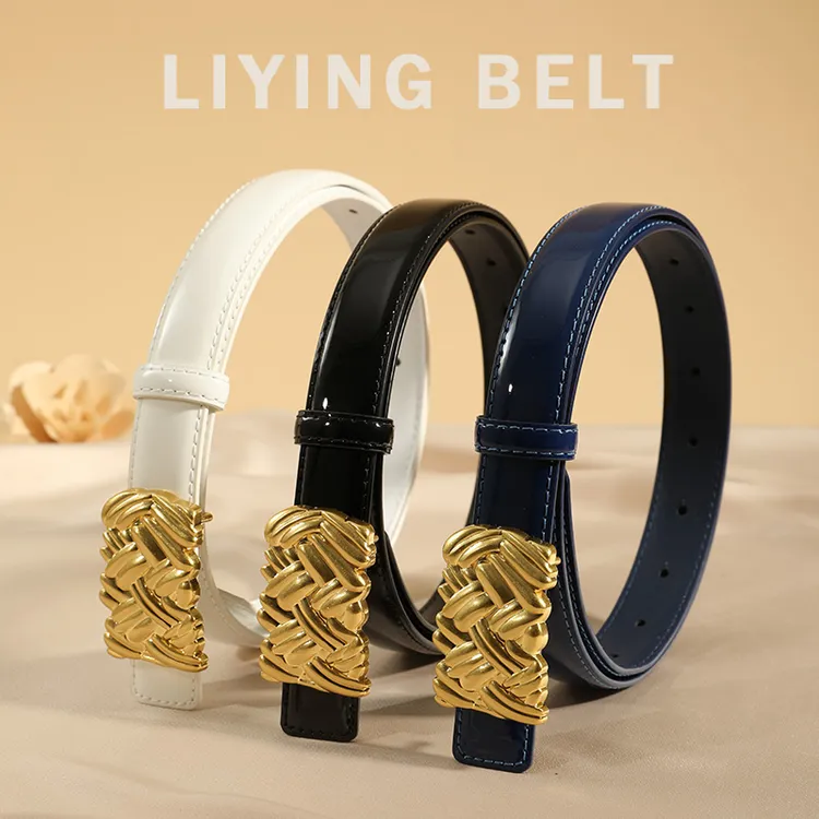 亮面漆皮牛皮真皮女士皮带夏季新款网红爆款配牛仔裤裙子黑色腰带