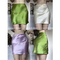 【花花不甜】流光熠熠 法式温柔醋酸缎面高级珠光鱼尾A字短裙