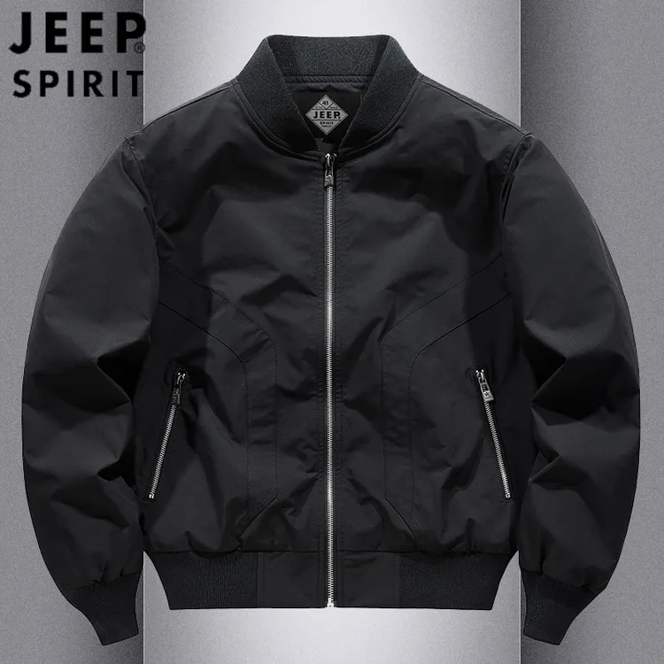JEEPSPIRIT吉普休闲男士棒球服外套春秋季美式宽松薄款飞行员夹克