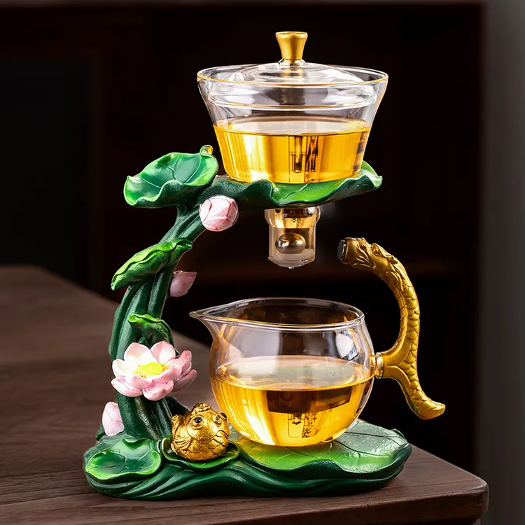 防烫自动磁吸透明玻璃茶具办公室家用待客泡茶专用高级功夫茶具
