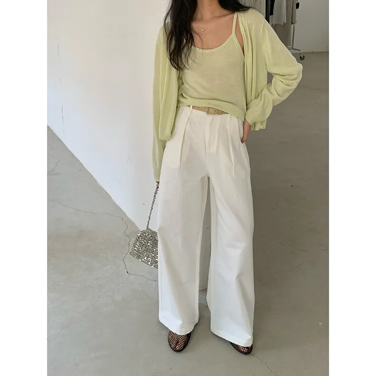 高腰阔腿直筒裤女装垂感设计感休闲裤  DITION春季新款