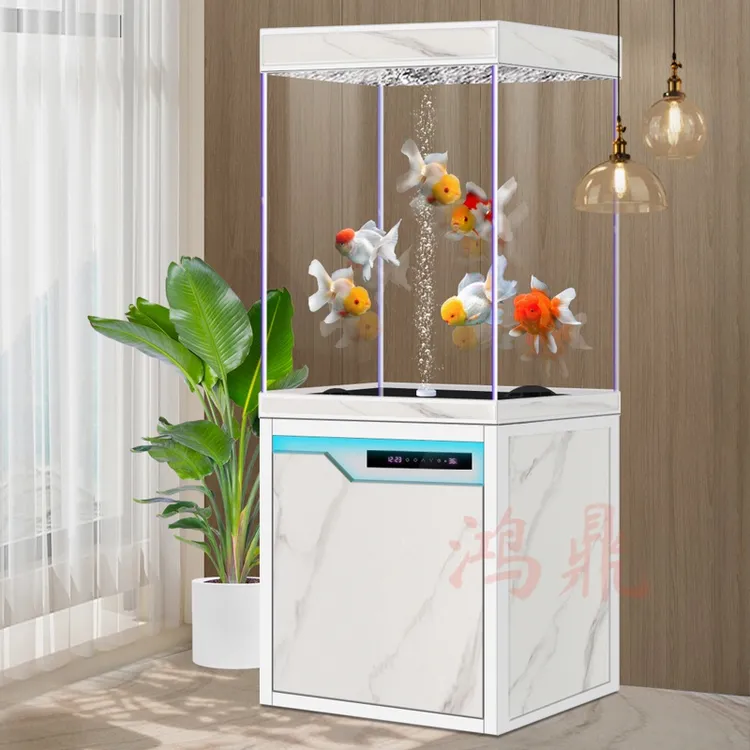 超白无管件底滤小型客厅家用免换水智能水族箱底滤立式落地鱼缸