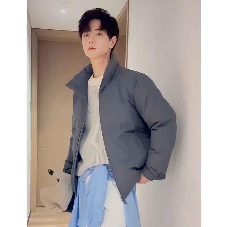 立领羽绒服男加厚保暖2025冬季新款鸭绒青少年休闲百搭面包服外套