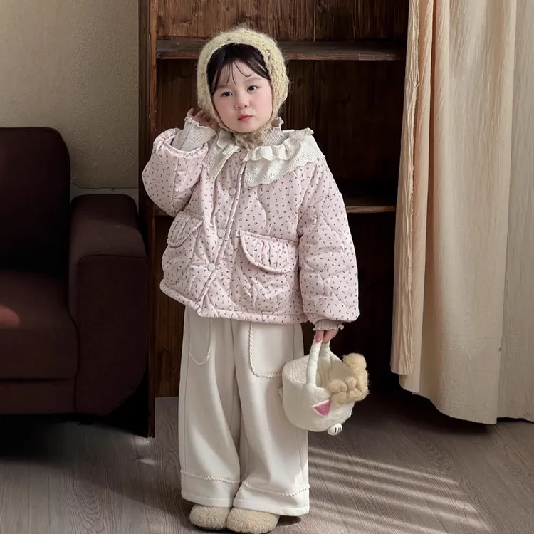 【三层棉+绒】2025冬季新款韩版女童棉服韩版加绒棉衣童装洋气保暖