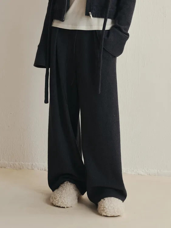 CELECT买手店 夹生 HALF MADE 秋冬新品 藏蓝色抽绳长卫裤