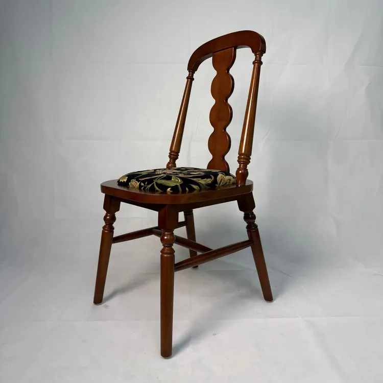 法式复古中古实木胡桃色靠背餐椅戴安娜设计师款