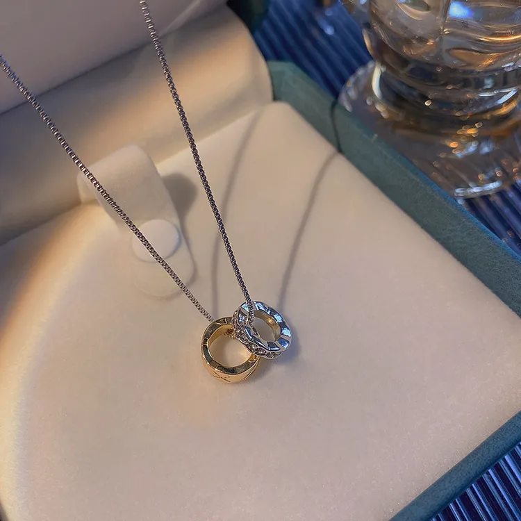 铜陶瓷项链 时尚ins潮冷淡风不规则圆环戒指项链女韩版简约撞色双