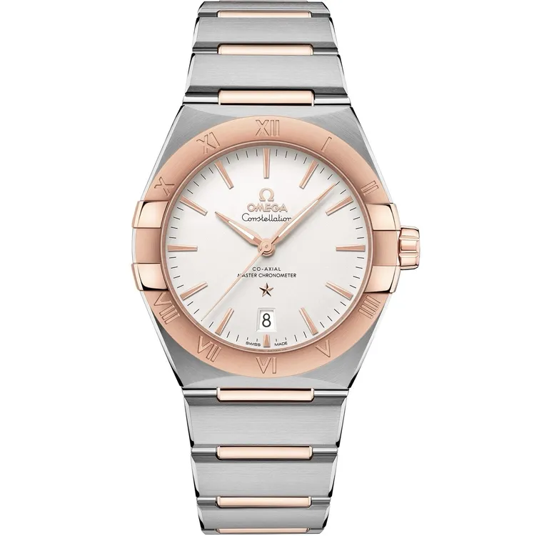99新 Omega/欧米茄 曼哈顿系列/男表/39mm/白盘/玫瑰金/机械