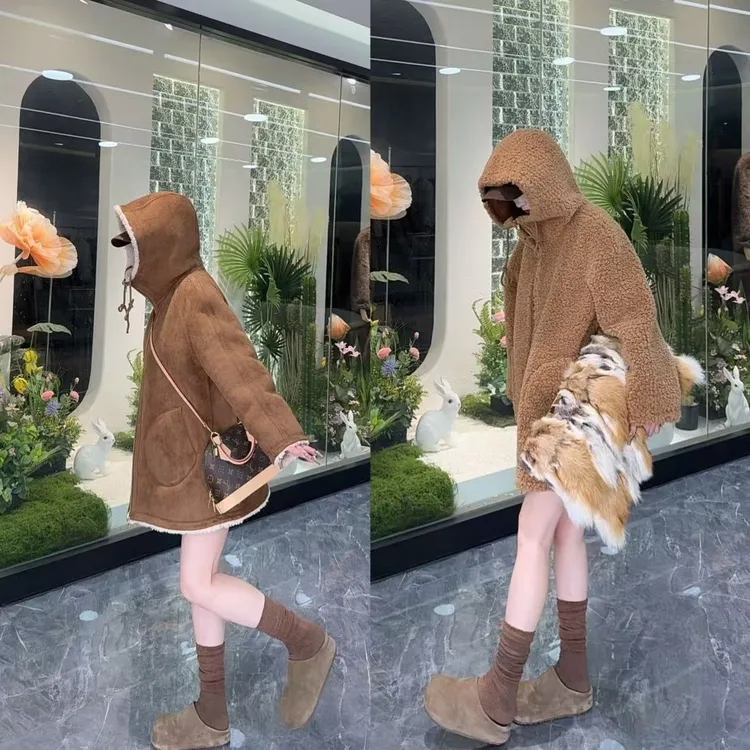 【暖乎乎】露思同款羊毛颗粒绒外套羊筋绒两面穿2025年冬季新款