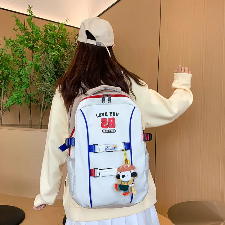 日韩潮流双肩包大容量休闲尼龙中学生书包新款森系复古背包