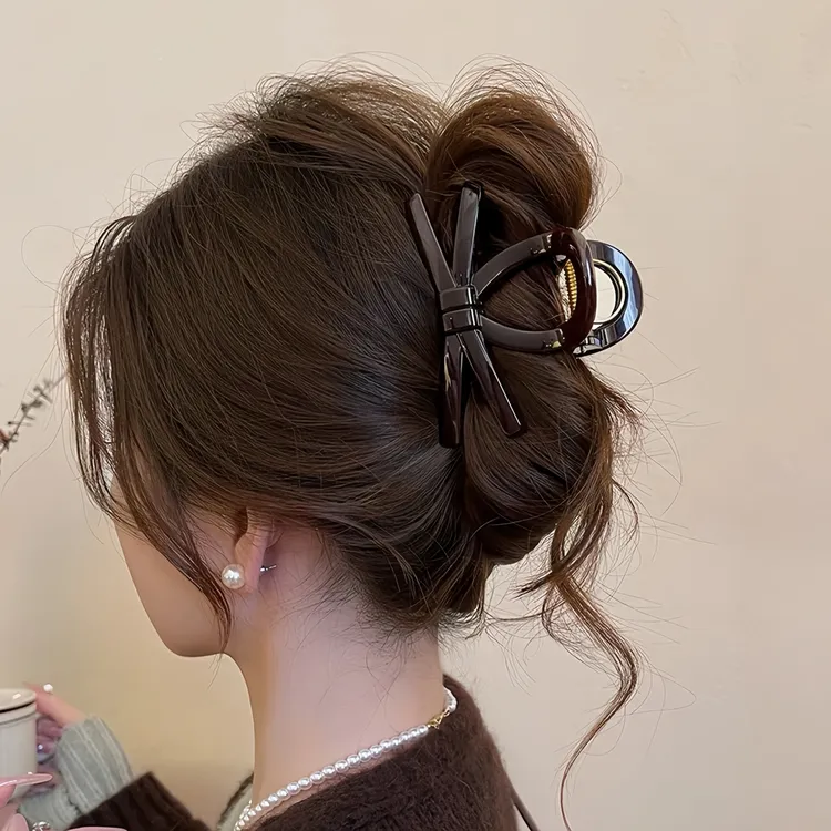 法式极简风抓夹2025新款蝴蝶结盘发夹高级感鲨鱼夹子气质时尚头饰