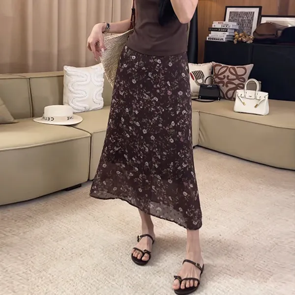 【一比Eby】“塔莎花园”碎花半身裙松紧腰气质中长款A字裙子251301#