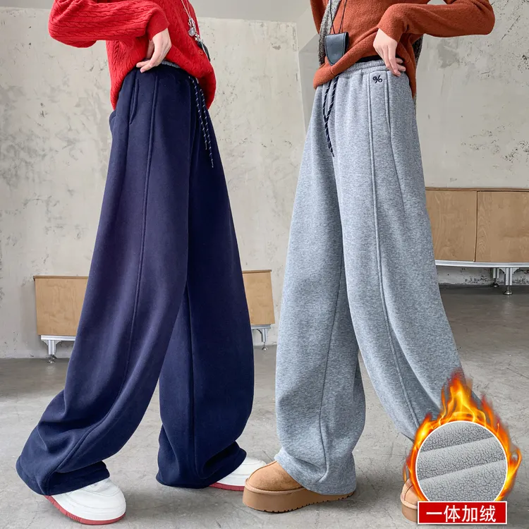 女童裤子秋冬大童一体绒运动裤2025新款冬季韩系儿童加绒加厚卫裤