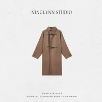 NINGLYNN STUDIO 慵懒廓形100羊毛牛角扣双面呢大衣 360195