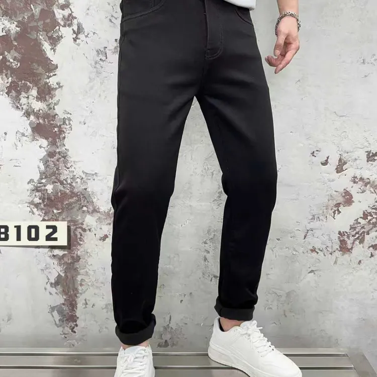 修身小直筒流光风男士直筒牛仔裤男士男装秋季裤子