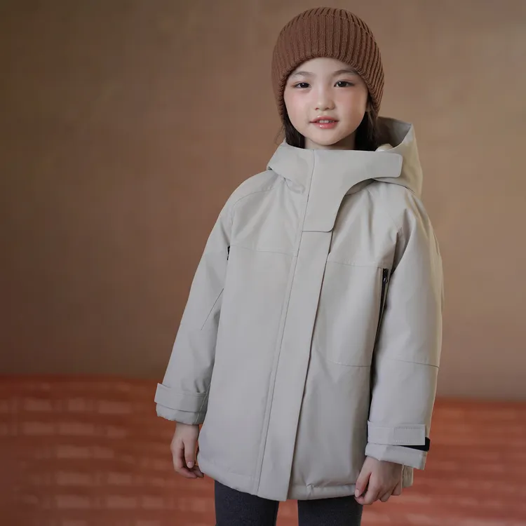 哈齿童装冬季儿童羽绒外套休闲宽松羽绒服男童女童冲风衣户外三防